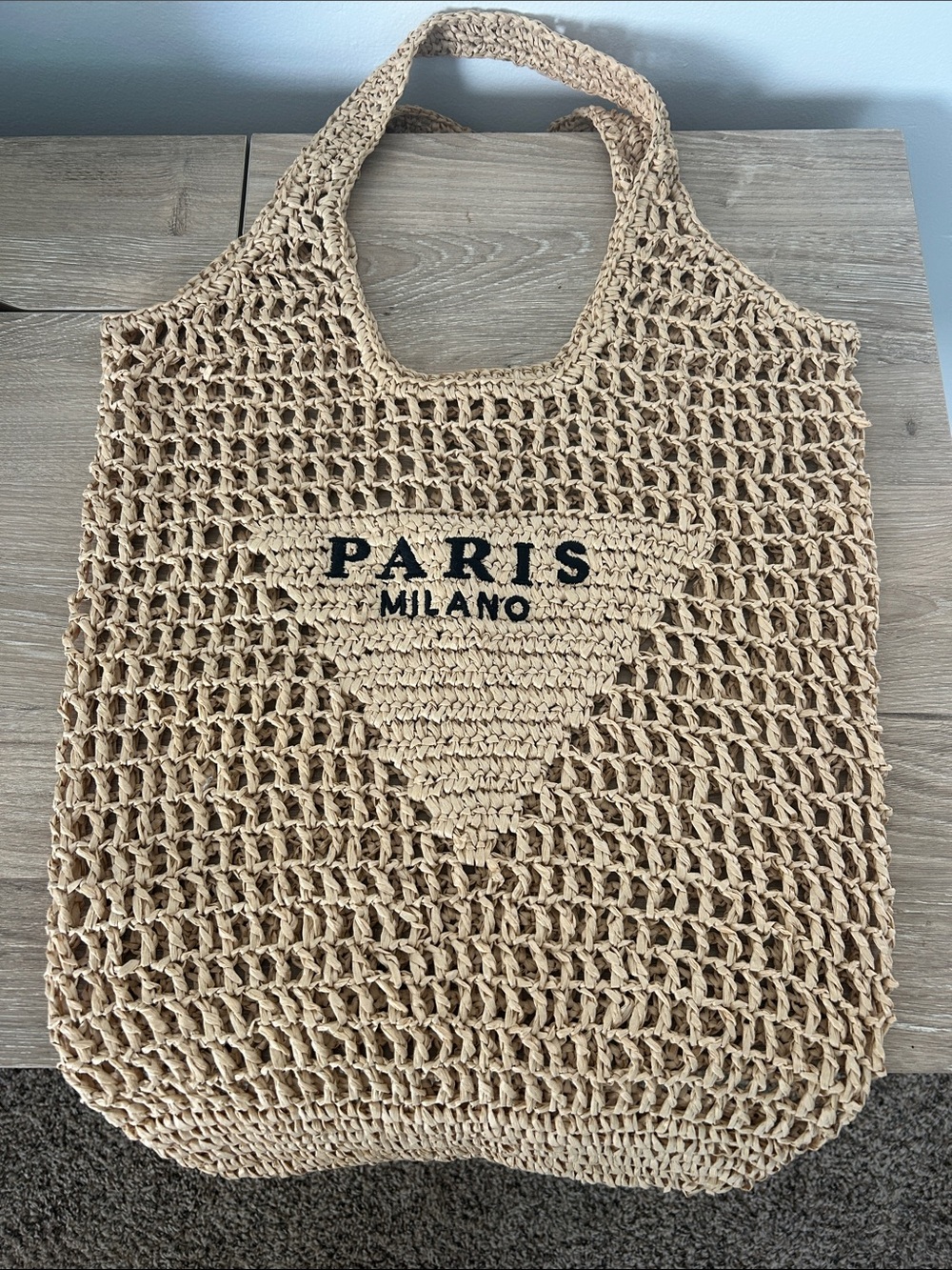 Paris Milano Beige Crochet Tote Bag